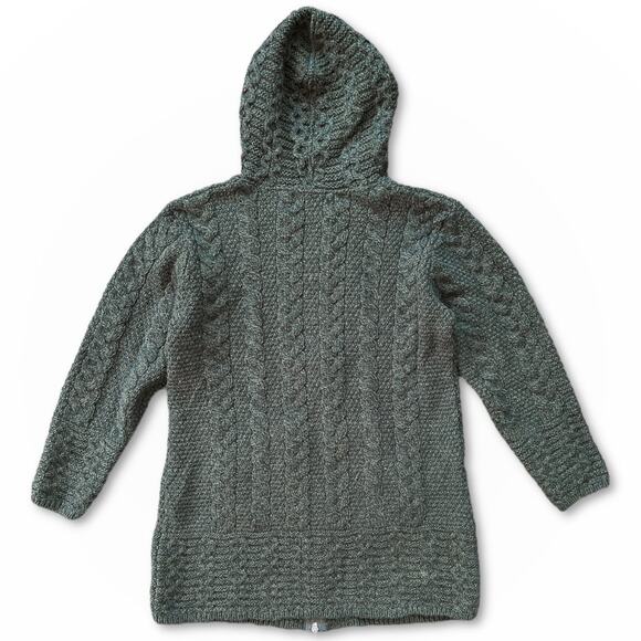 Vintage Merino Wool Zipper Cardigan Hooded Sweater Aran Crafts Medium Women - Picture 2 of 7